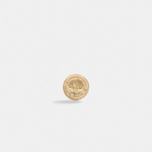 Coach 14 K Gold Coin Single Stud Earring Oro | COH866109