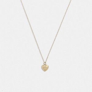 Coach 14 K Gold Heart Pendant Necklace Oro | COH866120