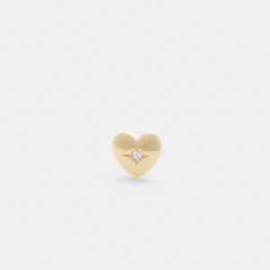 Coach 14 K Gold Heart Single Stud Earring Oro | COH866105