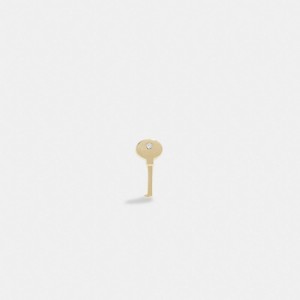 Coach 14 K Gold Key Single Stud Earring Oro | COH866104