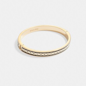 Coach 6 Mm Signature Enamel Bangle Oro Nere | COH866080