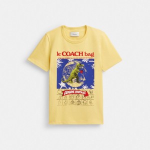 Coach 90's T Shirt In Organic Cotton Gialle | COH866014