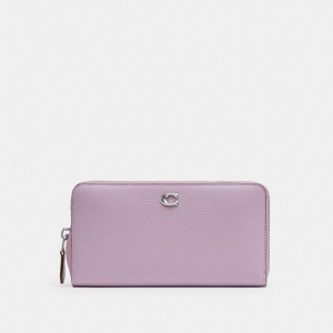 Coach Accordion Zip Wallet Argento Viola | COH865524