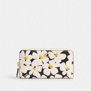 Coach Accordion Zip Wallet With Floral Print Colorate | COH865522