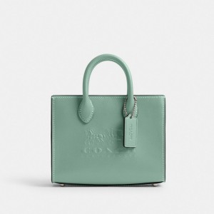 Coach Ace Tote Bag 17 Argento Verde Acqua | COH865278