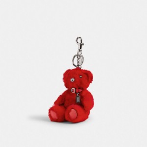 Coach Bear Bag Charm In Signature Shearling Argento Rosse Colorate | COH866472