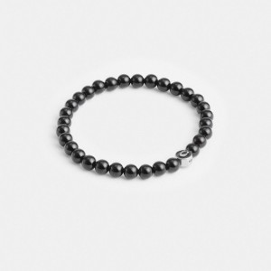Coach Black Onyx Beaded Bracelet Argento Nere | COH867026