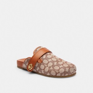 Coach Blake Clog In Signature Textile Jacquard Marroni | COH865807