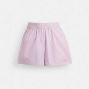 Coach Boxer Shorts In Organic Cotton Rosa Bianche | COH866048