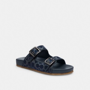 Coach Buckle Strap Sandal In Signature Denim Blu | COH866848