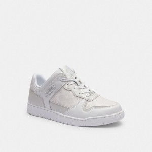 Coach C201 Low Top Sneaker In Signature Canvas Bianche | COH865816
