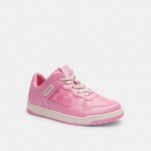Coach C201 Low Top Sneaker In Signature Canvas Rosa | COH865844