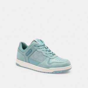 Coach C201 Low Top Sneaker In Signature Canvas Jacquard Verde Acqua | COH865845