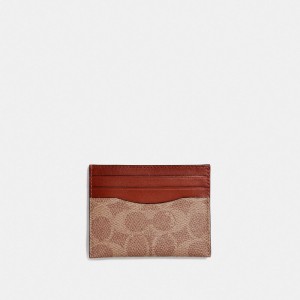 Coach Card Case In Signature Canvas Marroni Rosse | COH866764