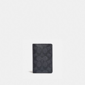 Coach Card Wallet In Signature Canvas Grigie Nere | COH866705