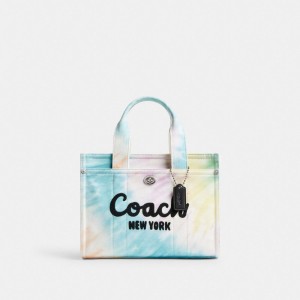 Coach Cargo Tote Bag 26 With Rainbow Tie Dye Print Argento Colorate | COH865105