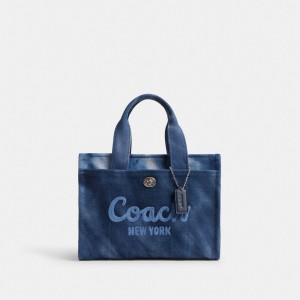 Coach Cargo Tote Bag 26 With Tie Dye Argento Blu Marino | COH865106