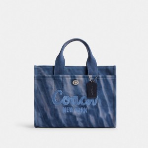 Coach Cargo Tote Bag With Tie Dye Argento Blu Marino | COH865103