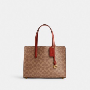Coach Carter Carryall Bag 28 In Signature Canvas Marroni Rosse | COH865093