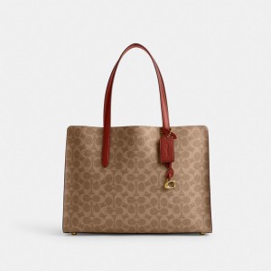 Coach Carter Carryall Bag In Signature Canvas Marroni Rosse | COH865085