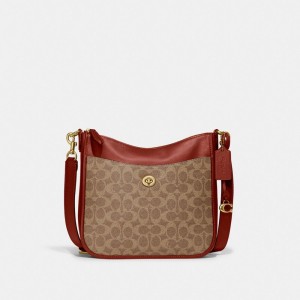 Coach Chaise Crossbody Bag In Signature Canvas Marroni Rosse | COH865330