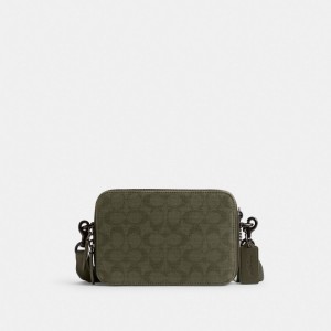 Coach Charter Crossbody 19 In Signature Canvas Jacquard Verdi | COH866565