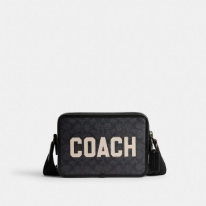 Coach Charter Crossbody Bag 24 In Signature Canvas With Graphic Grigie Colorate | COH866606