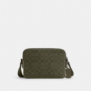 Coach Charter Crossbody Bag 24 In Signature Canvas Jacquard Verdi | COH866607