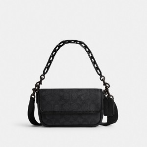 Coach Charter Flap Crossbody 18 In Signature Canvas Grigie | COH866610
