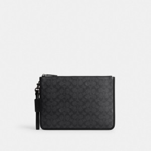 Coach Charter Pouch In Signature Canvas Grigie | COH866679