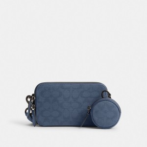 Coach Charter Slim Crossbody In Signature Canvas Jacquard Blu Marino | COH866566