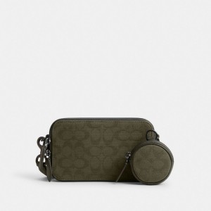 Coach Charter Slim Crossbody In Signature Canvas Jacquard Verdi | COH866604