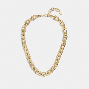 Coach Chunky Signature Chain Link Necklace Oro | COH866160