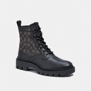 Coach Citysole Lace Up Boot In Signature Jacquard Nere | COH866853