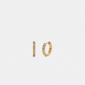 Coach Classic Crystal Pearl Huggie Earrings Oro | COH866094