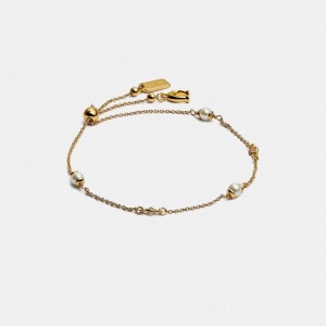 Coach Classic Crystal Pearl Slider Bracelet Oro | COH866166