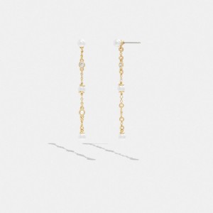 Coach Classic Pearl Linear Earrings Oro | COH866098