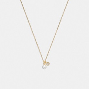 Coach Classic Pearl Pendant Necklace Oro | COH866192