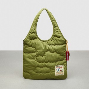 Coach Coachtopia Loop Flat Tote With Cloud Quilting Verde Oliva Verdi | COH866644