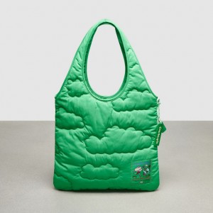 Coach Coachtopia Loop Flat Tote With Cloud Quilting Verdi | COH865005