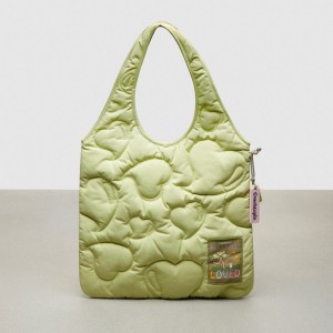 Coach Coachtopia Loop Quilted Heart Flat Tote Verdi Chiaro | COH865064