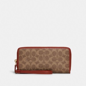 Coach Continental Wallet In Signature Canvas Marroni Rosse | COH865514