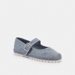 Coach Courtney Espadrille In Signature Canvas Grigie Blu | COH865768