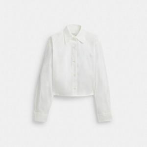 Coach Cropped Button Up Shirt Bianche | COH865983