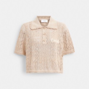 Coach Cropped Knit Polo Top Gialle | COH865952