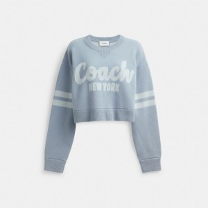 Coach Cropped Sweater Blu | COH865947