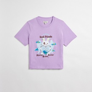 Coach Cropped Tee: Best Friends Bunny Viola Colorate | COH865971