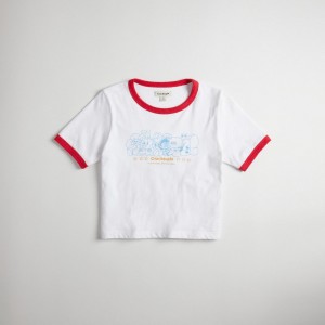 Coach Cropped Tee: Coachtopia Creatures Bianche Rosse Colorate | COH865970