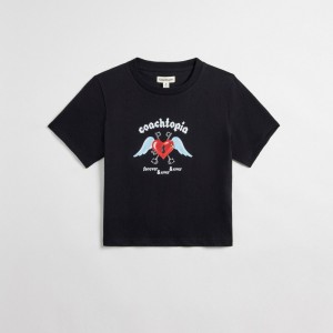 Coach Cropped Tee: Floating Heart Nere | COH865973