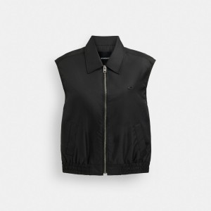 Coach Cropped Vest In Recycled Nylon Nere | COH865922